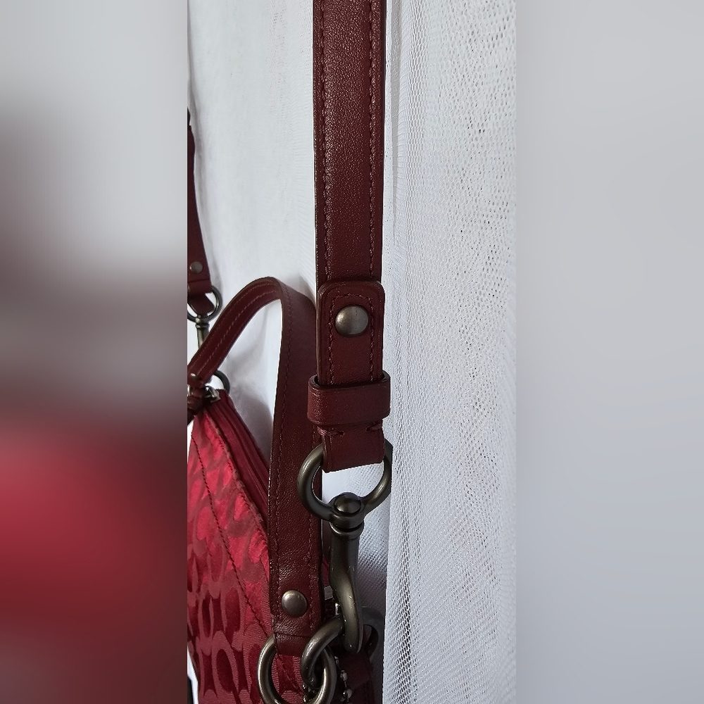 Coach Brooke Pleated Crossbody/Shoulder Bag Maroon Red - Picture 8 of 14